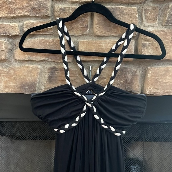 S-Twelve black and white maxi dress with elastic waistband and low back. Small - Picture 2 of 6